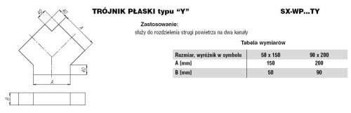 Trójnik płaski ocynkowany 50x150 typu Y