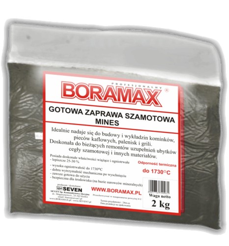 otowa zaprawa szamotowa, zduńska glinka do pieców BORAMAX 2kg