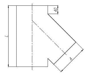 Trójnik płaski ocynkowany 90x200 45 stopni