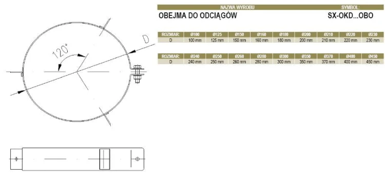 Obejma do odciągów fi200