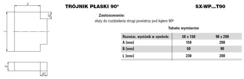 Trójnik płaski ocynkowany 50x150 90 stopni