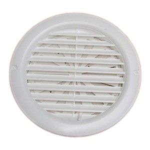 Kratka wentylacyjna MW 150kor okrągła z żaluzją i kołnierzem fi 150 Biała