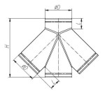 Czwórnik wentylacyjny ocynkowany fi315 45 stopni