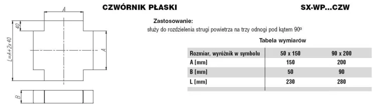 Czwórnik płaski ocynkowany 50x150