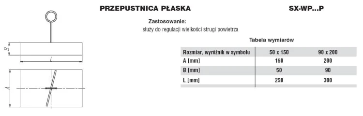 Przepustnica płaska ocynkowana 90x200
