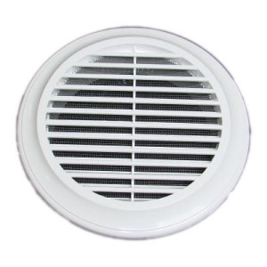 Kratka wentylacyjna okrągła EL 125  z kołnierzem fi 125 Biała