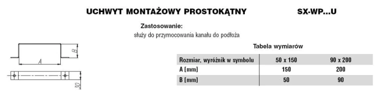 Uchwyt montażowy prostokątny ocynkowany 50x150