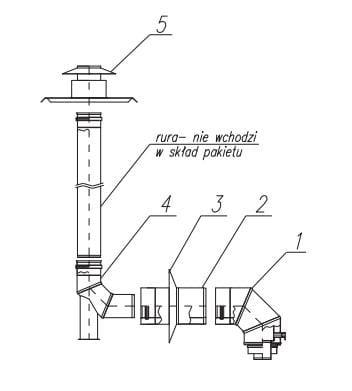WOLF 60/100 - 80/125 Zestaw przyłączeniowy w szacht W redukcyjny nierdzewny