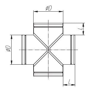 Czwórnik wentylacyjny ocynkowany fi150