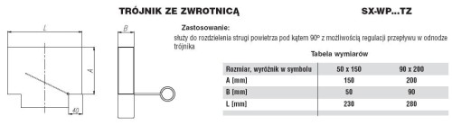 Trójnik ze zwrotnicą ocynkowany 90x200