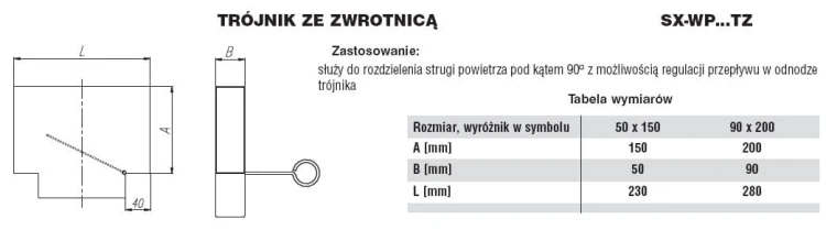 Trójnik ze zwrotnicą ocynkowany 90x200