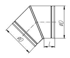 Kolano wentylacyjne ocynkowane fi315 45 stopni