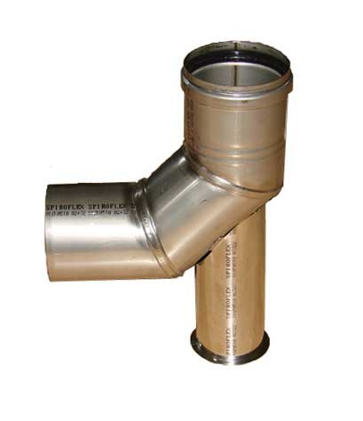 Kolano dwuścienne 90 stopni z podstawką fi110/150 Nierdzewne