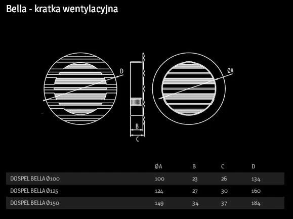 Kratka okrągła BELLA fi125 biała