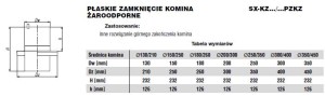 Płaskie zamknięcie komina DŻ fi150/250