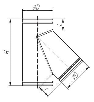 Trójnik wentylacyjny ocynkowany fi315 45 stopni
