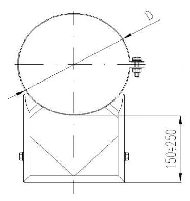 Obejma ze wspornikiem regulowana fi250