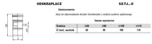 Odskraplacz jednościenny fi60 Nierdzewny