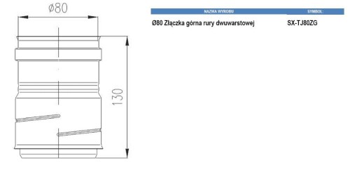 TURBO Złączka górna rury elastycznej dwuwarstwowej fi80